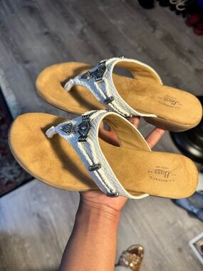 G.H Bass Weejun White Wedge Thong Sandals with Embellishments